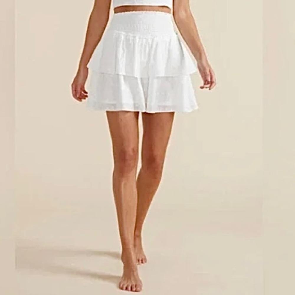 MINKPINK Whitewash Polka Dot Mini Skirt NWT